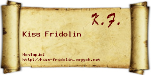 Kiss Fridolin névjegykártya